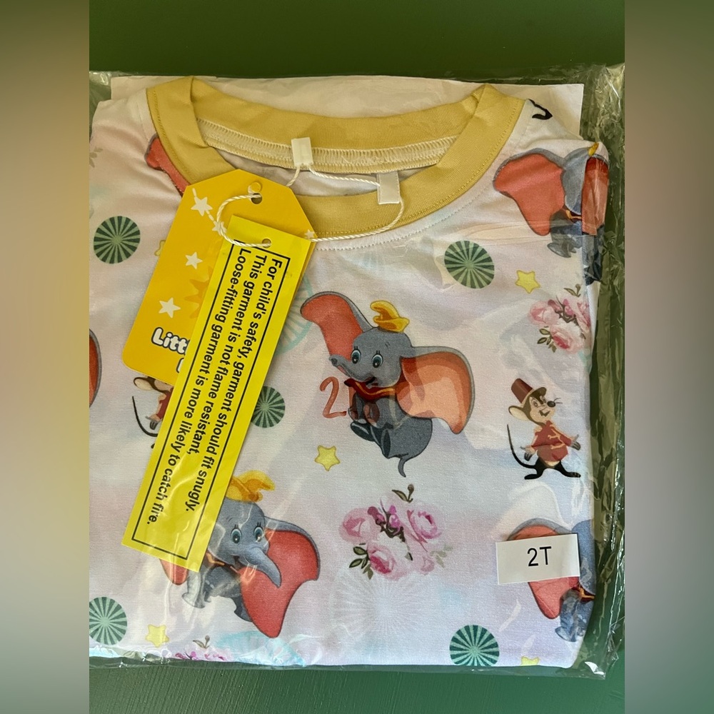 NWT Little Glow Kids bamboo Dumbo long sleeve print 2t